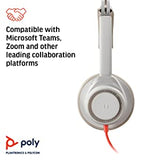 Poly - Blackwire 7225 Wired USB-A Headset (Plantronics) - White - Dual-Ear (Stereo) Computer Headset - Connect to PC/Mac via USB-A - Active Noise Canceling - Works with Teams, Zoom