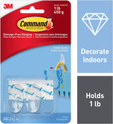 3M Compatible parts 2 Hooks Plus 4 Strips Clear Small Adhesive Hooks