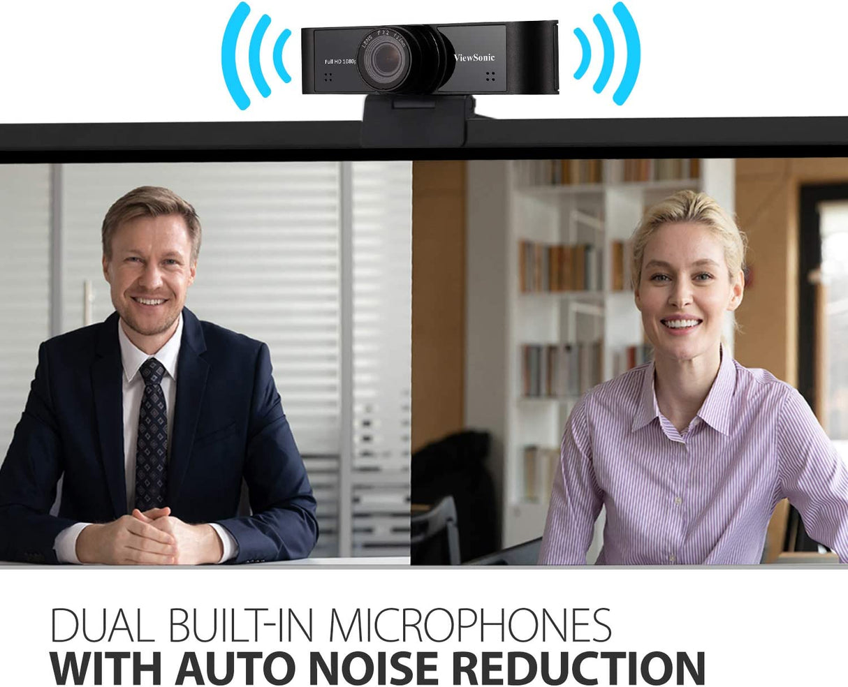 ViewSonic VB-CAM-001 Full HD 1080p USB Web Camera w/Dual Stereo Microphone with Auto Noise Reduction,110 Degree Ultra-Wide Lens for Zoom/Teams/Skype Conferencing and Video Calls on PC and Mac