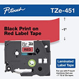 Brother Tape, Retail Packaging, 1 Inch, Black on Red (TZe451)