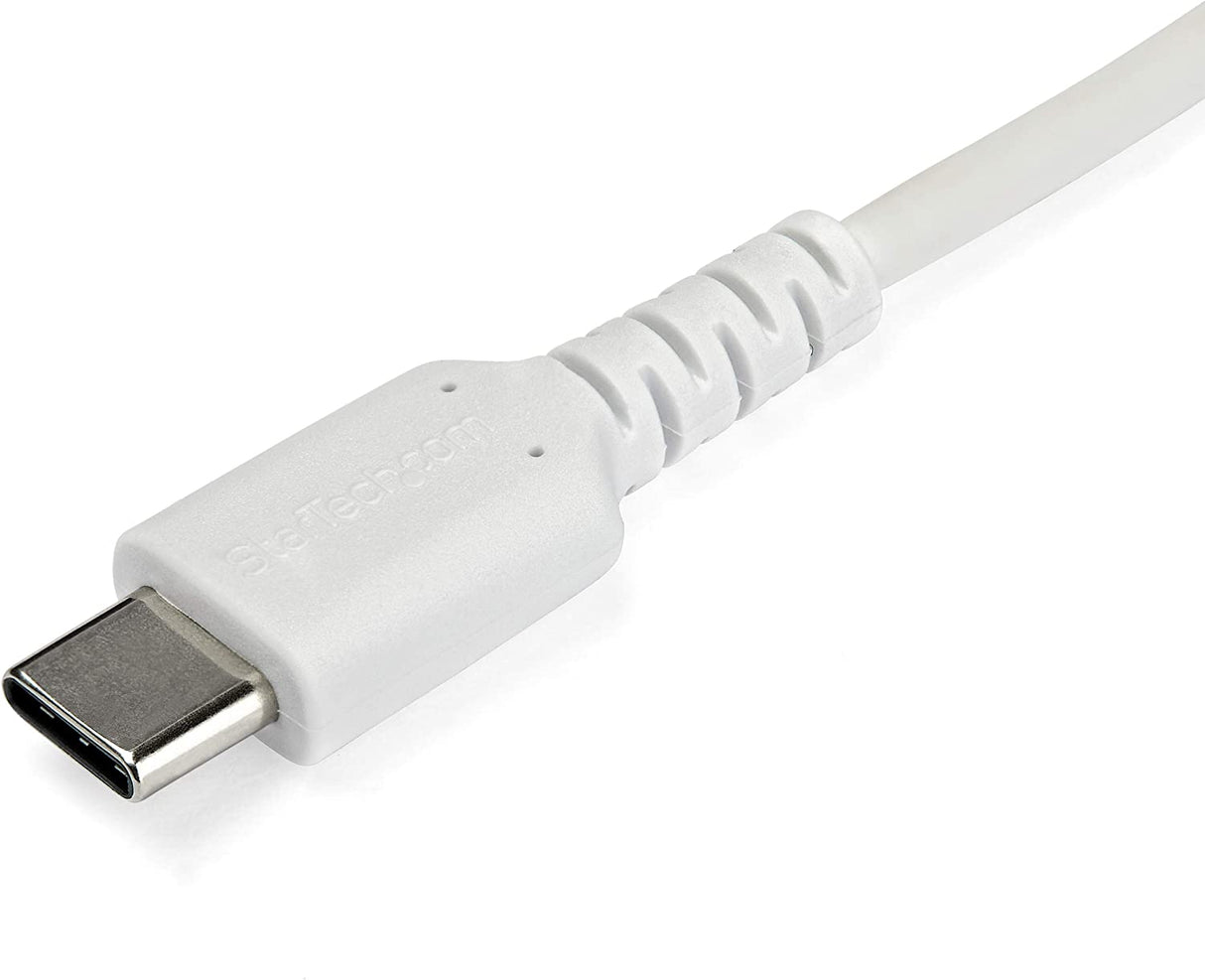 StarTech.com 1m USB C Charging Cable - Durable Fast Charge &amp; Sync USB 3.1 Type C to USB C Laptop Charger Cord - TPE Jacket Aramid Fiber M/M 60W White - Samsung S10 S20 iPad Pro MS Surface (RUSB2AC1MW)
