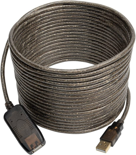 Tripp Lite Active USB 2.0 Extension Cable USB-A M/F 25ft 25' 7.6M (U026-025), Black
