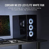 CORSAIR ML120 LED Elite, 120mm Magnetic Levitation White LED Fan with AirGuide, Single Pack, Black White LED Black