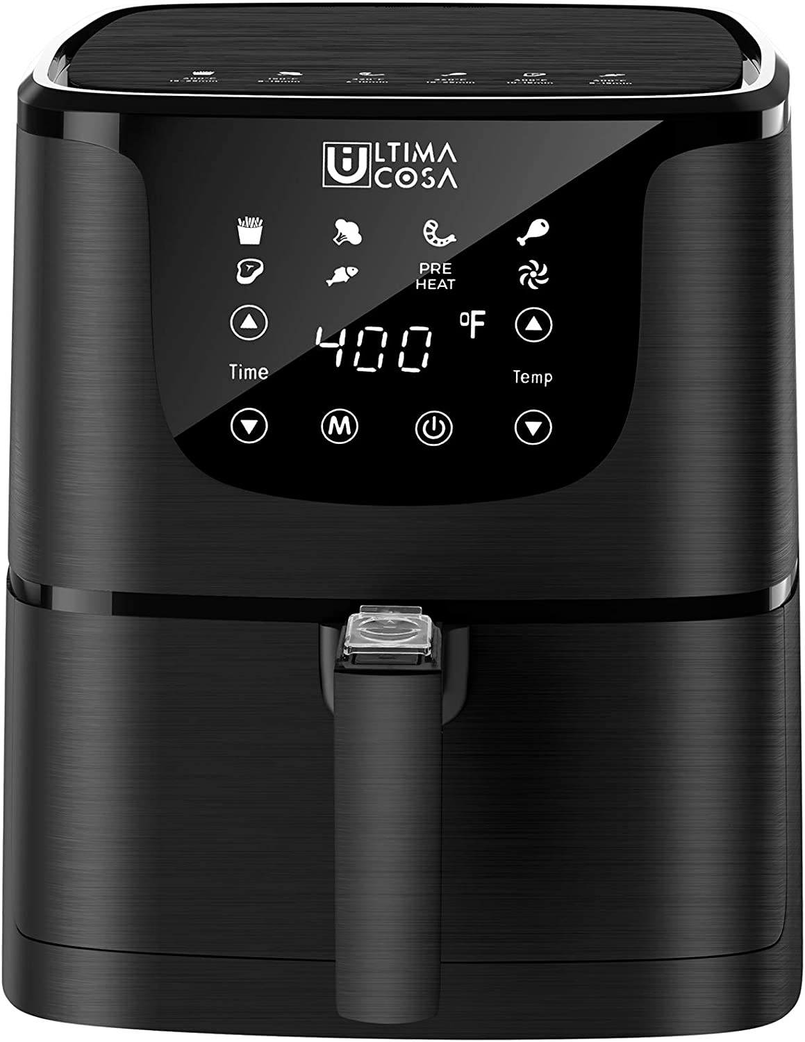 Ultima Cosa Air Fryer, 5.8QT Oil Free XL Electric Hot Air Fryers Oven, Programmable 7-in-1 Cooker with Preheat &amp; Dryout, Equipped Digital Touchscreen and Nonstick Basket,1700W (Black)
