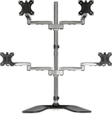 StarTech.com Desktop Quad Monitor Stand - Ergonomic VESA 4 Monitor Arm (2x2) up to 32" - Free Standing Articulating Universal Pole Mount - Height Adjustable/Tilt/Swivel/Rotate - Silver (ARMQUADSS)