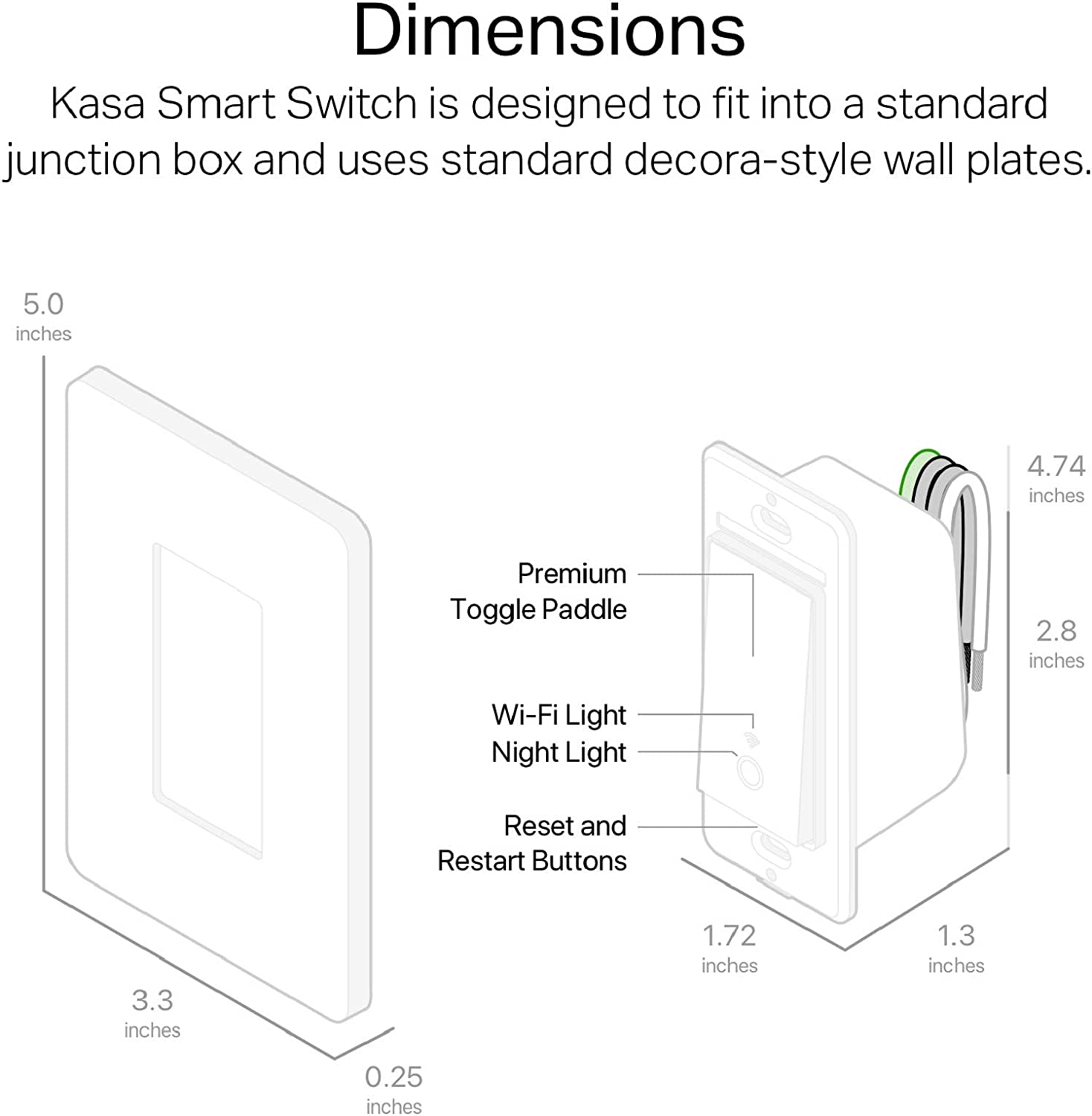 Kasa Smart Light Switch HS200P3 – Single Pole, Needs Neutral Wire, 2.4GHz Wi-Fi, 3-Pack, White