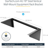 StarTech.com 4U Wall Mount Patch Panel Bracket - 19 inch Steel Vertical Mounting Rack for Network and Data Equipment (RK419WALLV) 4U Bracket
