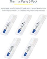 StarTech.com Thermal Paste, High Performance Thermal Paste, Pack of 5 Re-sealable Syringes (1.5g / Each), Metal Oxide Heat Sink Compound, CPU/GPU Thermal Grease Paste, RoHS/CE (SILV5-THERMAL-PASTE)