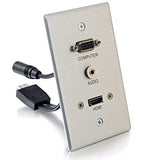 C2g/ cables to go C2G Wall Pass Through For HDMI, VGA, &amp; 3.5mm AUX Cables - Single Gang Wall Plate Includes Flexible HDMI &amp; AUX Pigtail - Brushed Aluminum Design For Sturdy &amp; Stylish Finish - Ideal For Conference Rooms, Model:60144