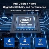Intel NUC 11, NUC11ATKC4 Atlas Canyon Win11 Pro Mini PC Desktop, 2.0 GHz - 2.9 GHz Burst,Intel Celeron N5105 Processor,4 Core, 4 Thread, 15W, Intel UHD Graphics,450-800 MHz Burst (8GB RAM+256GB SSD) NUC11ATKC4 8GB+256GB