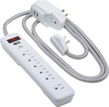 Tripp Lite Surge Protector Power Strip 7-Outlet with 2 USB Ports 6ft Cord White (TLP616USB)