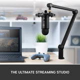 Logitech Blue Yeticaster Pro Broadcast Bundle with Yeti USB Microphone for Gaming, Recording, Streaming, Podcasting, Radius III Shockmount, Compass Mic Boom Arm, Blue VO!CE - Blackout