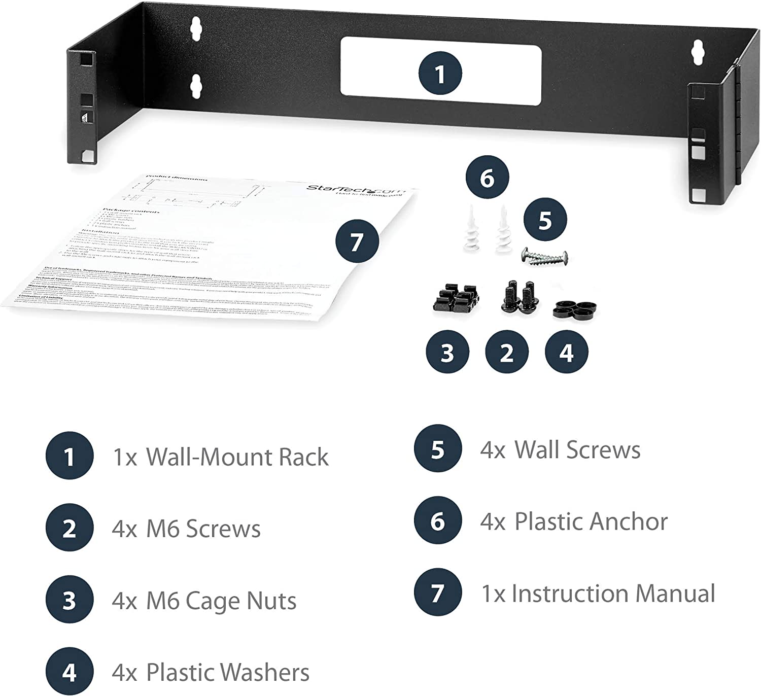 StarTech.com 2U Hinged Wall Mount Patch Panel Bracket - 6 inch Deep ...