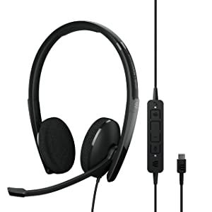 EPOS | Sennheiser Adapt 160 USB-C II (1000919) - Wired, Double-Sided, UC Optimized Headset with USB-C Connectivity - Superior Stereo Sound - Enhanced Comfort, Call Control - Black