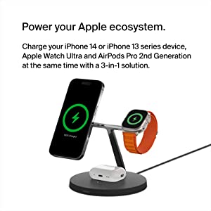 3 in 1 Apple Wireless Charging Station, MagSafe Charger for Apple iPhone, Apple  Watch, and AirPods