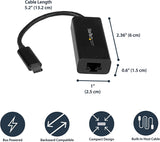 StarTech.com USB 3.1 Type C to Gigabit Ethernet Adapter – 10/100/1000 – Thunderbolt 3 Compatible – Windows and Mac – RJ45 LAN Network Converter (US1GC30B) Black Ethernet
