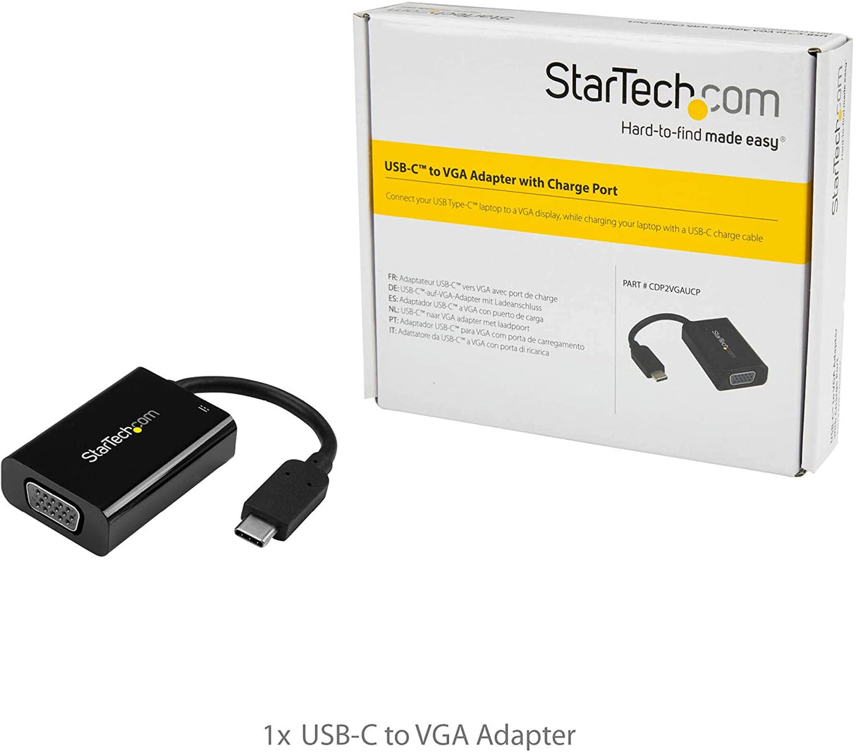 StarTech.com USB-C VGA Multiport Adapter - USB-A Port - with Power Delivery (USB PD) - USB C Adapter Converter - USB C Dongle (CDP2VGAUACP) 1x USB-A 3.0 | VGA