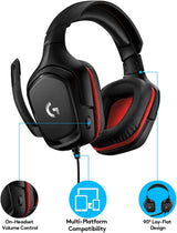 Logitech G332 Wired Gaming Headset, Rotating Leatherette Ear Cups, 3.5 mm Audio Jack, Flip-to-Mute Mic, Lightweight for PC,Xbox One,Xbox Series X|S,PS5,PS4,Nintendo Switch, Black Stereo Headset