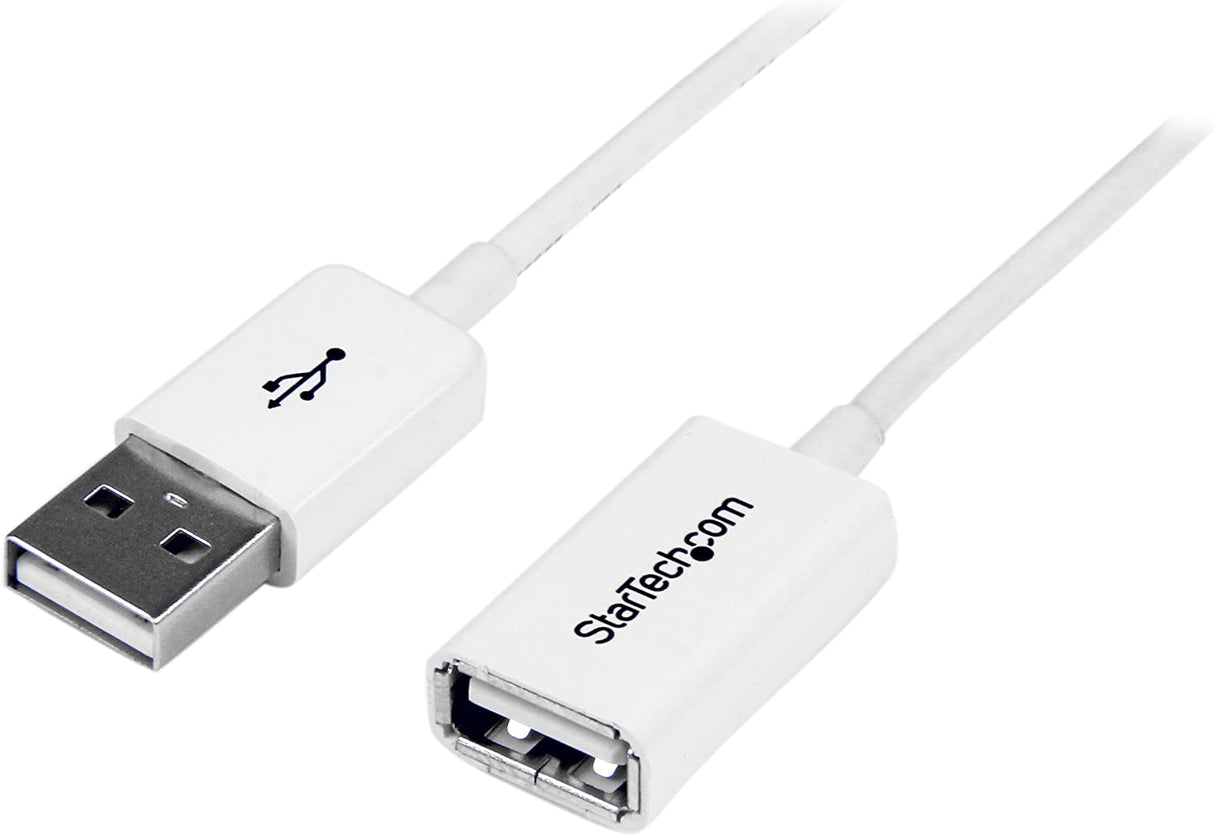 StarTech.com 1m White USB 2.0 Extension Cable Cord - A to A - USB Male to Female Cable - 1x USB A (M), 1x USB A (F) - White, 1 Meter (USBEXTPAA1MW) White 3ft