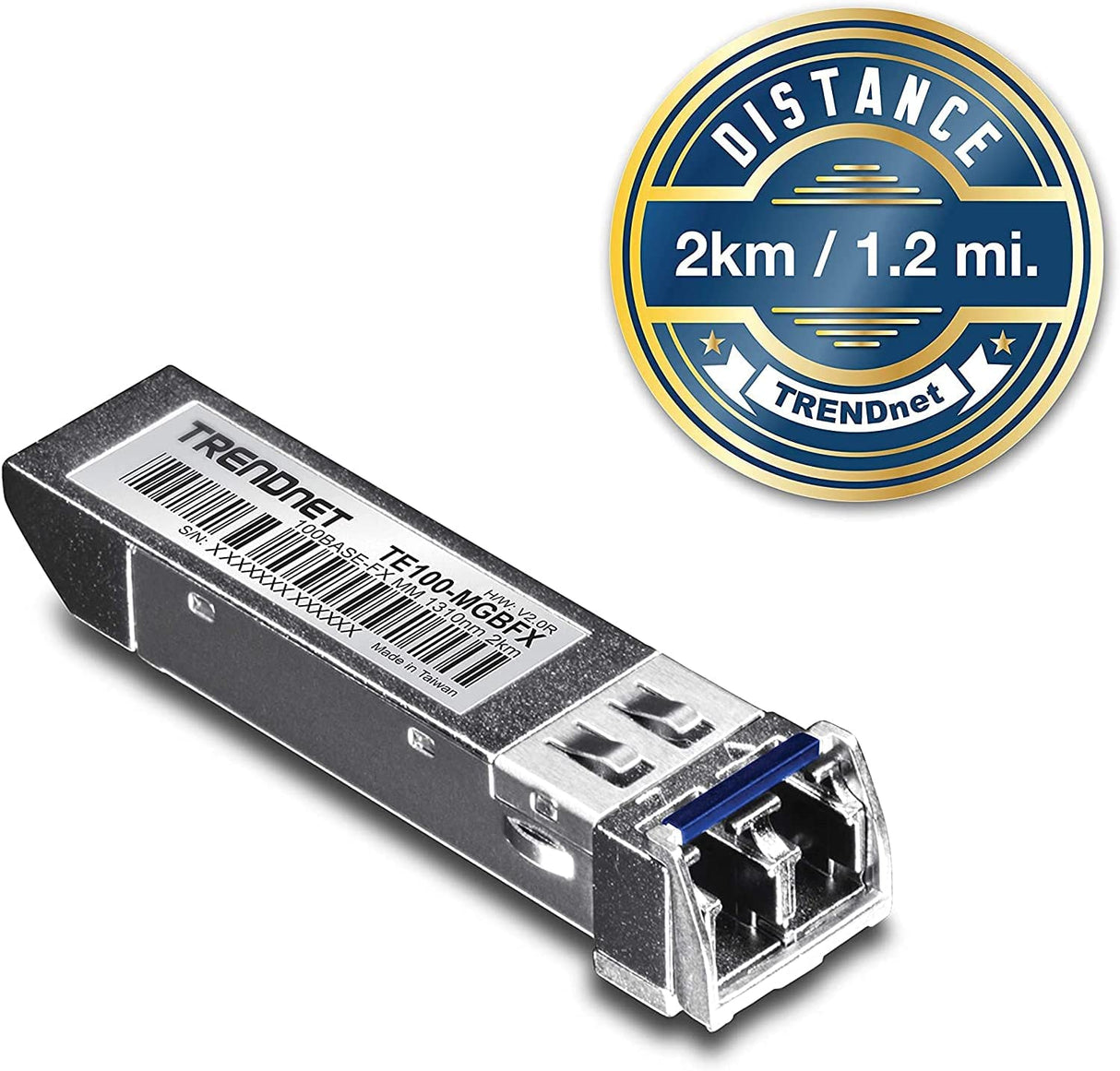 TRENDnet SFP to RJ45 100Base-FX Multi-Mode LC Module, TE100-MGBFX, Compatible with Mini-GBIC, Supports 1310 nm, Up to 155 Mbps, Hot-Pluggable, Up to 2 Km (1.2 Miles), Lifetime Protection