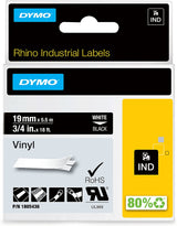 DYMO Industrial RhinoPro Labels for DYMO Industrial Rhino Label Makers, White on Black, 3/4" (1805436), DYMO Authentic White on Black 3/4" (19MM) Makers