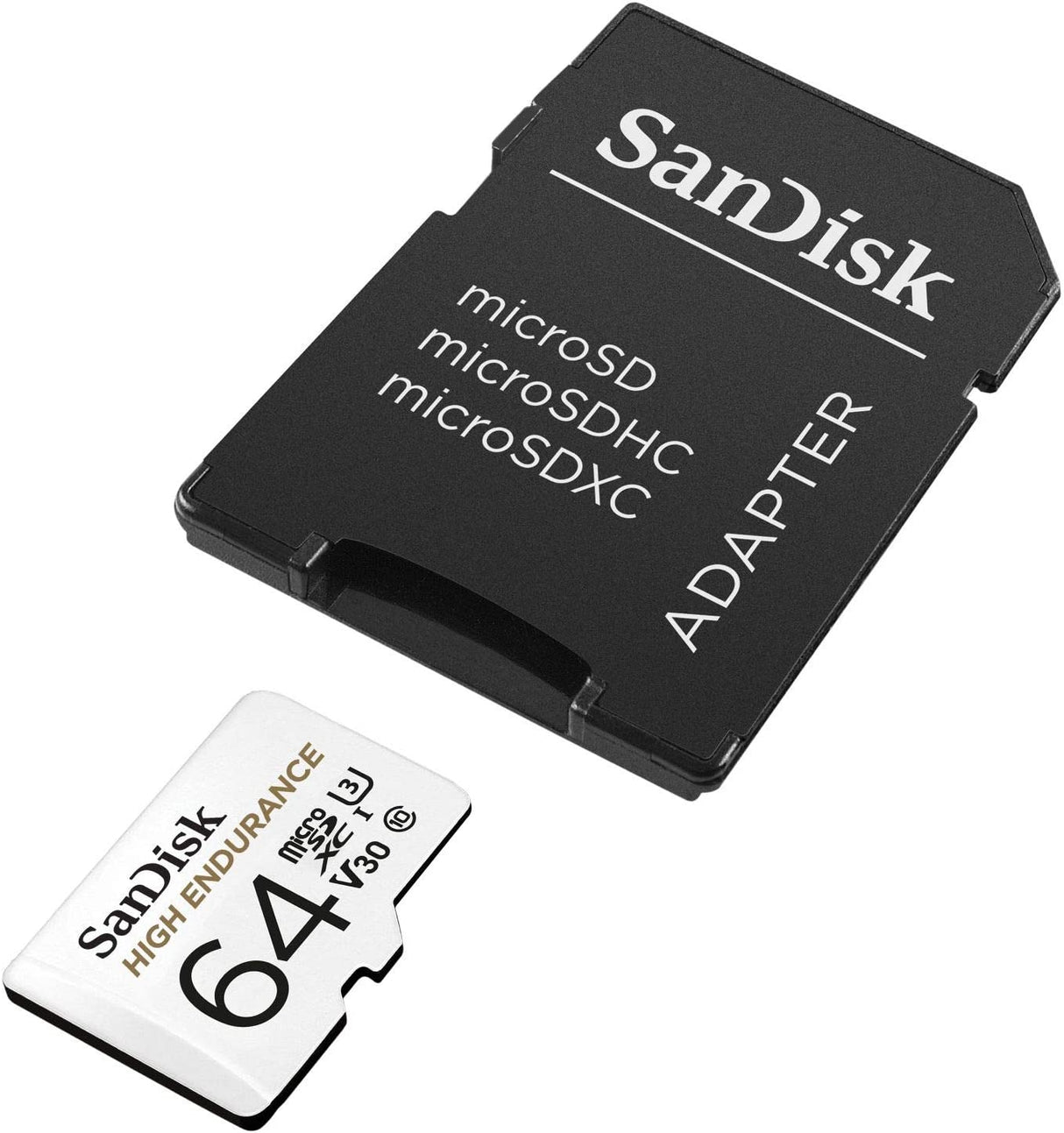 SanDisk 64GB High Endurance Video MicroSDXC Card with Adapter for Dash Cam and Home Monitoring Systems - C10, U3, V30, 4K UHD, Micro SD Card - SDSQQNR-064G-GN6IA 64 GB Card Only