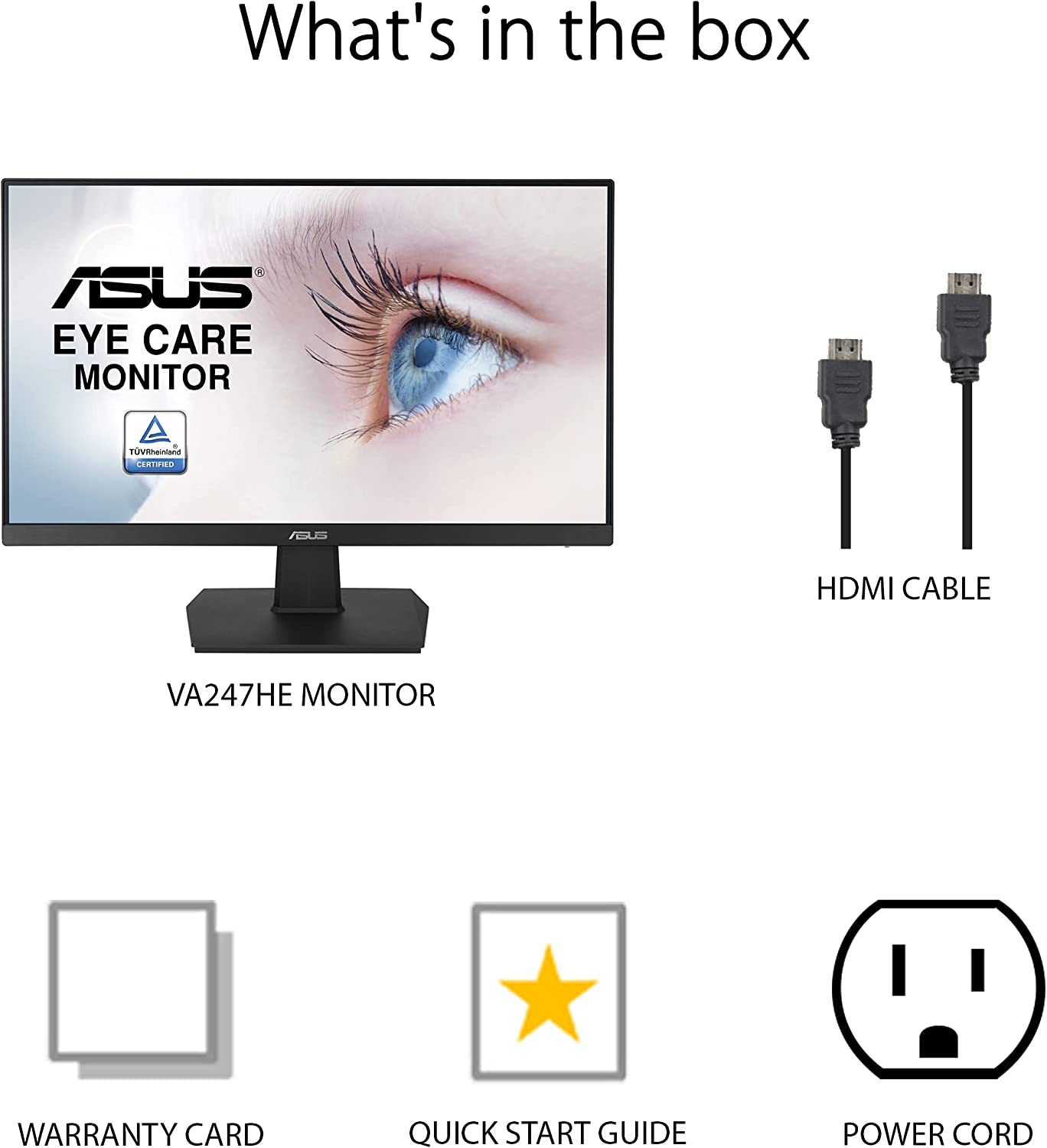 ASUS 23.8” 1080P Monitor (VA247HE) - Full HD, 75Hz, Adaptive-Sync