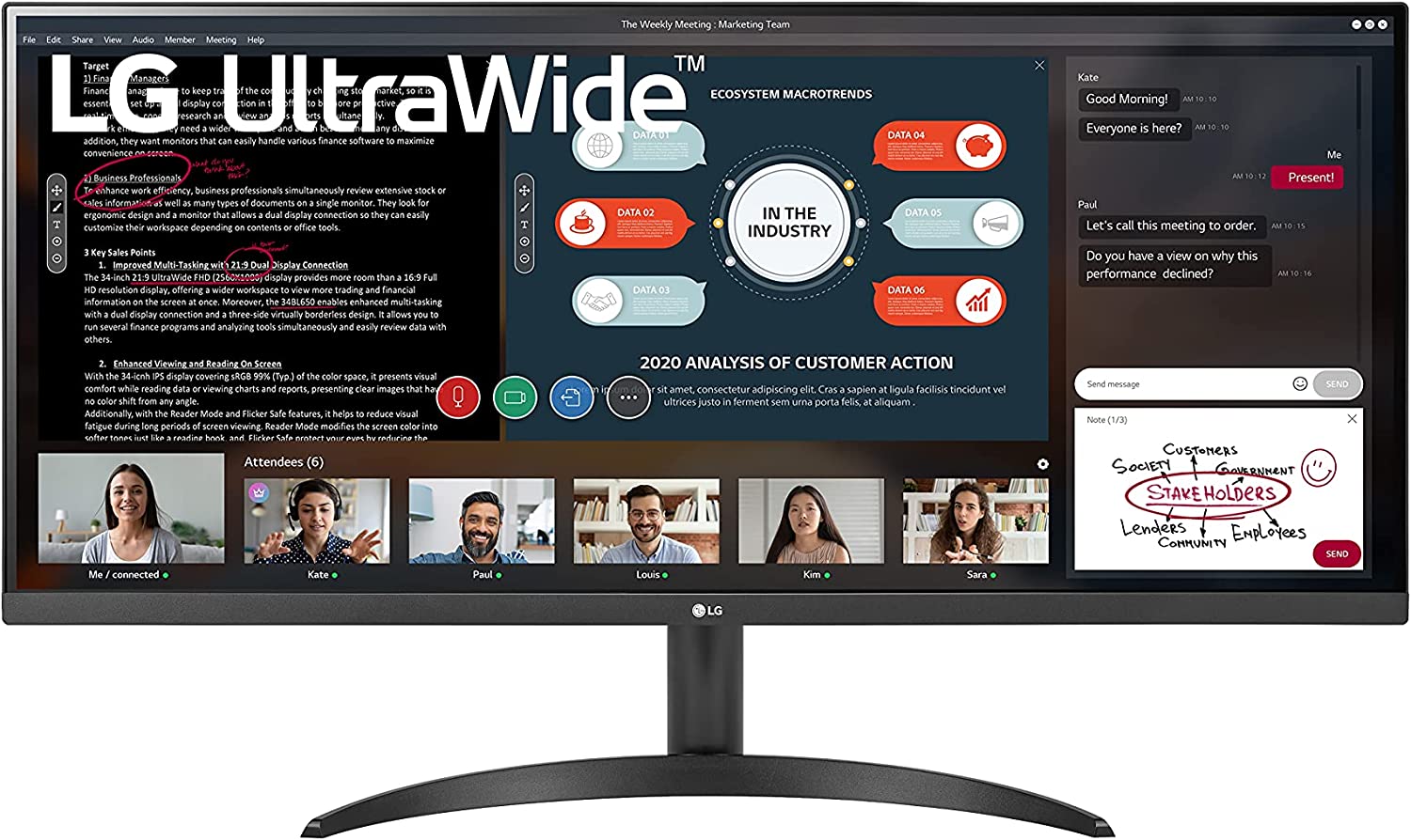 LG UltraWide 34WP500-B 34 Inch Full HD 5ms 75Hz IPS Wide Monitor