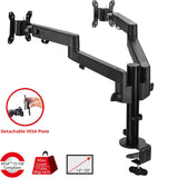 SIIG Dual Monitor Desk Mount, Replaceable Articulating Arm, 14" to 30", Fully Adjustable, Fits Flat/Curved Monitor, Load Bearing 17.6 lbs max Each, VESA 75x75 100x100, C-Clamp &amp; Grommet(CE-MT3E11-S1)
