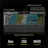 Corsair K100 RGB Mechanical Gaming Keyboard - Cherry MX Speed RGB Silver Keyswitches - AXON Hyper-Processing Technology for 4X Faster Throughput - 44-Zone RGB LightEdge - PBT Double-Shot Keycaps