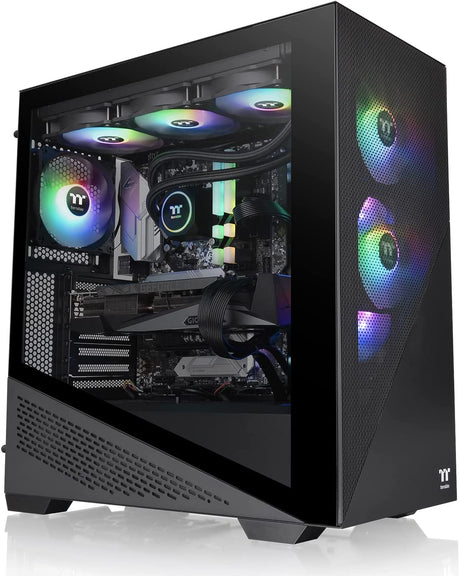 Thermaltake Divider 370 TG ARGB Motherboard Sync E-ATX Mid Tower Computer Case with 3x120mm ARGB Fan Pre-Installed, Tempered Glass Side Panel, Ventilated Front Mesh Panel, CA-1S4-00M1WN-00, Black Divider 370 Black