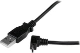 StarTech.com 1m Micro USB Cable Cord - A to Up Angle Micro B - Up Angled Micro USB Cable - 1x USB A (M), 1x USB Micro B (M) - Black (USBAUB1MU) 1m / 3 feet Up Angle