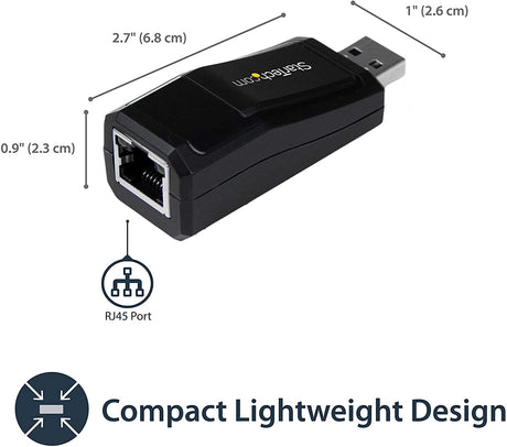 StarTech.com USB 3.0 to Gigabit Ethernet NIC Network Adapter - 10/100/100 Mbps Network Adapter - USB to Ethernet LAN Adapter - USB to RJ45 (USB31000NDS)