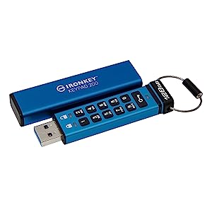 Kingston Ironkey Keypad 200 128GB Encrypted USB | Alphanumeric Keypad | Multi-Pin Access | XTS-AES 256-bit | FIPS 140-3 Level 3 Certified | Brute Force &amp; BadUSB Protection | IKKP200/128GB 128 GB
