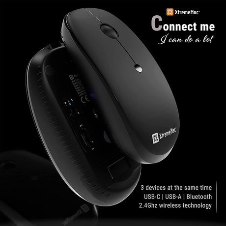 XtremeMac USB-C USB-A and Built-in Bluetooth® Wireless Multi Connection Mouse with Built-in Battery