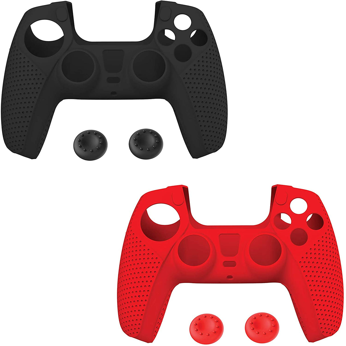 Verbatim Anti-Slip Silicone Skin Protective Cover for use with Playstation® 5 DualSense™ Wireless Controllers – 2pk – Black, Red
