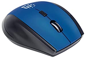 Manhattan Curve Wireless Optical Mouse - with Auto Power Management - for Laptops &amp; Computers - Blue, 179294