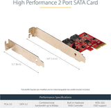 StarTech.com SATA PCIe Card - 2 Port PCIe SATA Expansion Card - 6Gbps - Full/Low Profile - PCI Express to SATA Adapter/Controller - ASM1062R SATA RAID - PCIe to SATA Converter (2P6GR-PCIE-SATA-CARD) 2 Port RAID