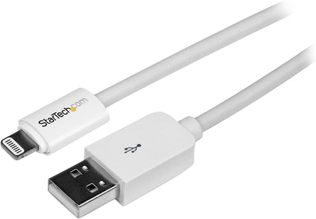 StarTech.com 3m (10ft) Long White Apple 8-pin Lightning Connector to USB Cable for iPhone / iPod / iPad - Charge and Sync Cable (USBLT3MW) 10ft White