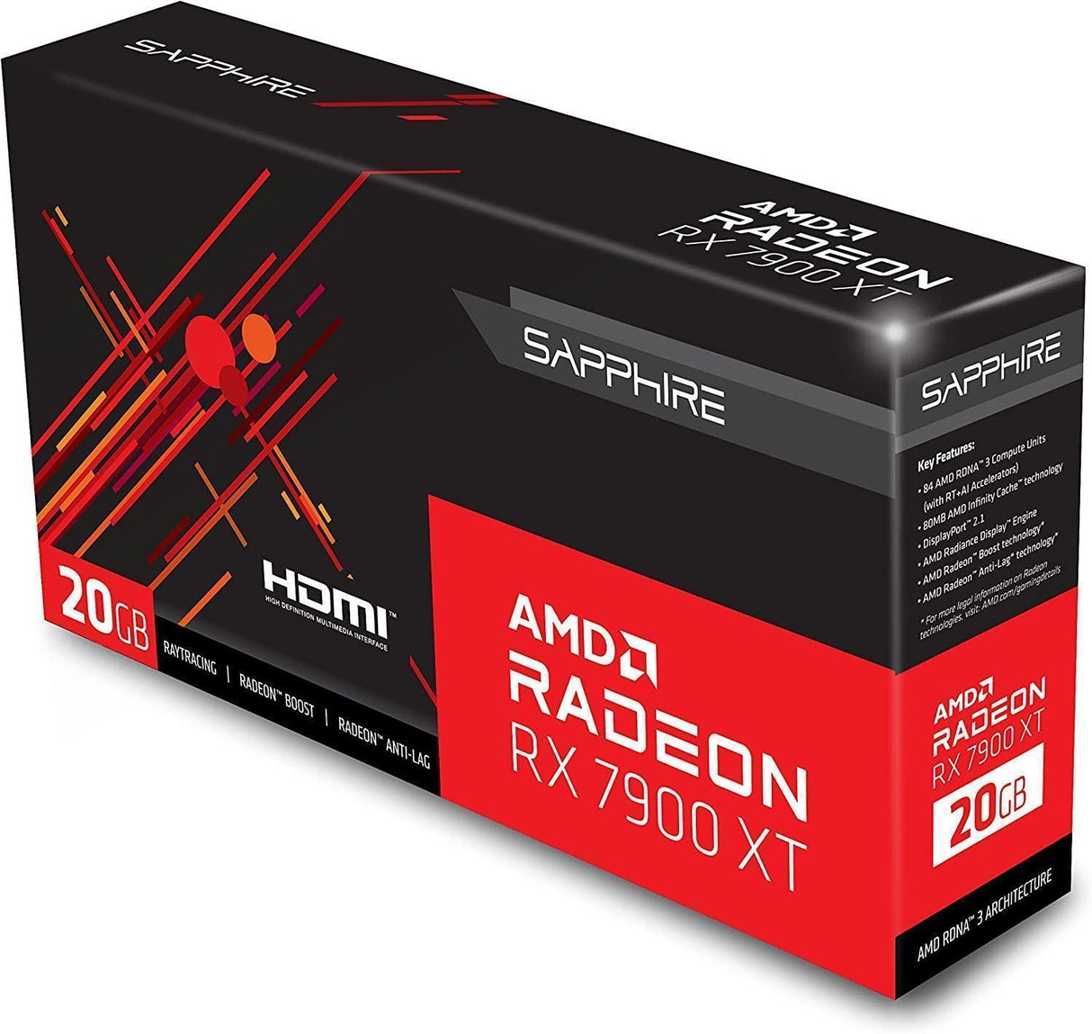 Sapphire technology Sapphire 21323-01-20G AMD Radeon RX 7900 XT Gaming Graphics Card with 20GB GDDR6, AMD RDNA 3