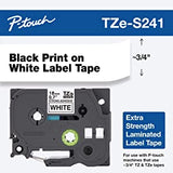 Brother Genuine P-Touch TZE-S241 Tape, 3/4" (0.7") Wide Extra-Strength Adhesive Laminated Tape, Black on White &amp; Genuine P-Touch, TZe-231 2 Pack Tape (TZE2312PK) ½”(0.47”) x 26.2 ft Extra-Strength Tape + 1" Tapes