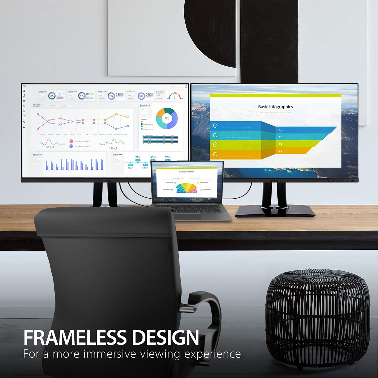 ViewSonic VP2756-2K 27 Inch Premium IPS 1440p Ergonomic Monitor with Ultra-Thin Bezels, Color Accuracy, Pantone Validated, HDMI, DisplayPort and USB Type C for Professional Home and Office 27-Inch 1440p