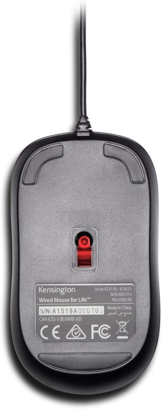 Kensington Silent Mouse-for-Life Wired USB Mouse - Black (K72110US)