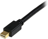 StarTech.com 10ft (3m) Mini DisplayPort to DVI Cable - Mini DP to DVI Adapter Cable - 1080p Video - Passive mDP 1.2 to DVI-D Single Link - mDP or Thunderbolt 1/2 Mac/PC to DVI Monitor (MDP2DVIMM10B) 10 ft / 3m Black