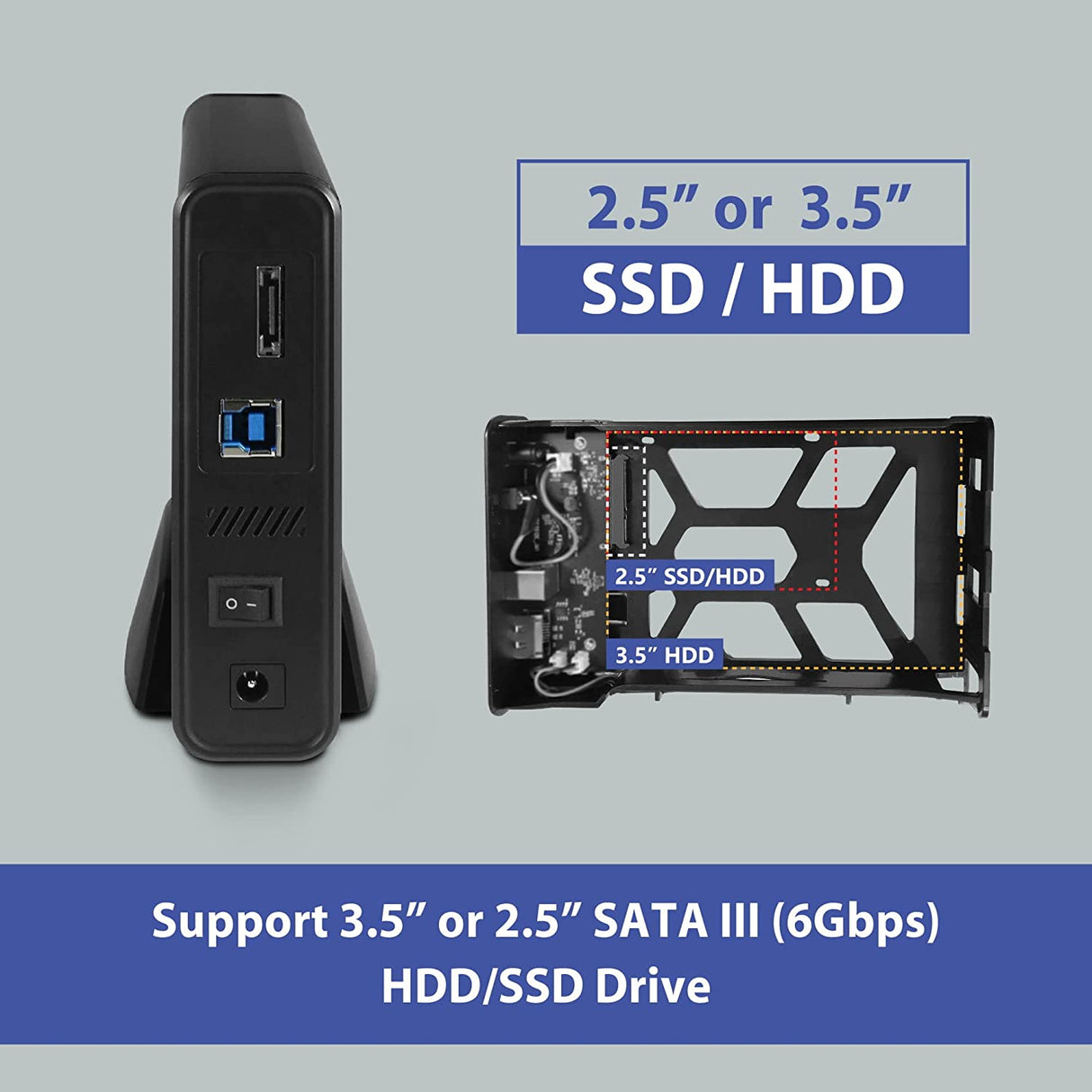 Vantec NexStar JX, USB 3.2 Gen1x1, 3.5" or 2.5” SATA III HDD/SSD Drive Green Enclosure with eSATA (NST-358SU3-BK)
