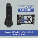 Vantec NexStar JX, USB 3.2 Gen1x1, 3.5" or 2.5” SATA III HDD/SSD Drive Green Enclosure with eSATA (NST-358SU3-BK)