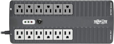 Tripp Lite 750VA UPS Desktop Battery Back Up, 12 Outlet, 450W 120V Standby, Ultra-Compact, USB, 3 Year Warranty &amp; $100,000 Insurance (INTERNET750U) Black 750 VA Battery Back Up