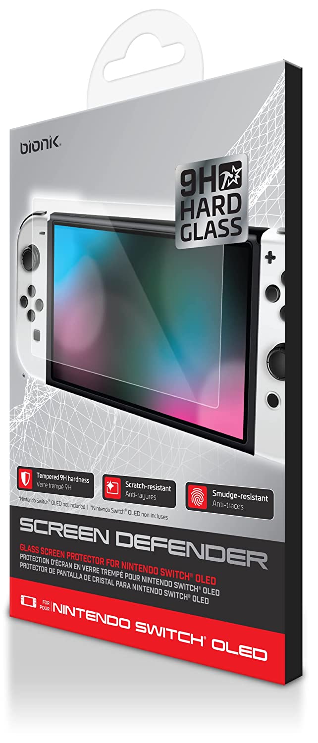 Bionik Screen Protector For Nintendo Switch (OLED): Tempered Glass, 9H Surface Hardness, Scratch Resistant Switch OLED