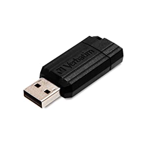 Verbatim 128GB PinStripe Retractable USB 2.0 Flash Thumb Drive with Microban Antimicrobial Product Protection – Black