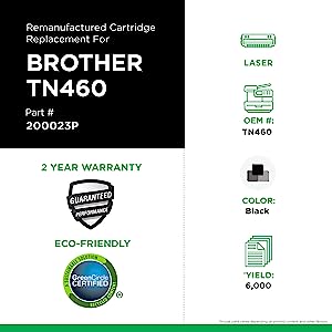 Clover imaging group Clover Remanufactured Toner Cartridge Replacement for Brother TN460 | Black | High Yield Black 6,000